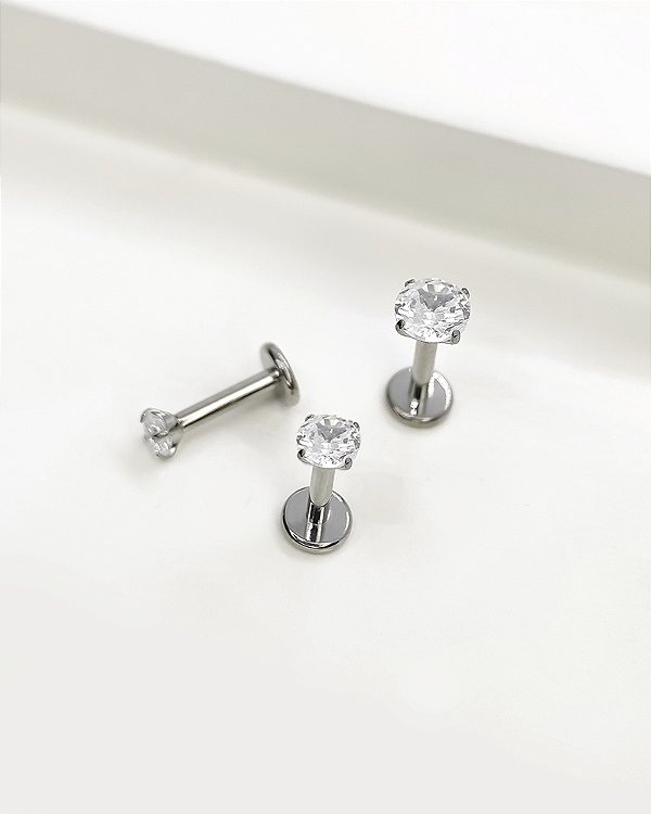 Kit Trio Lóbulo | Piercing Labret com Zircônia - Titânio