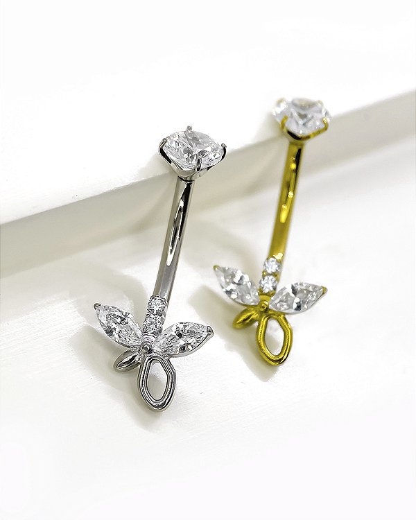 Piercing Bananabell com Borboleta de Zircônias - Titânio