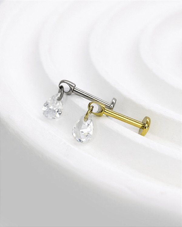 Piercing Labret com Pendente de Zircônia- Titânio