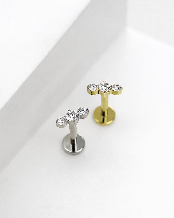 Piercing Labret com Mini Triplo - Titânio