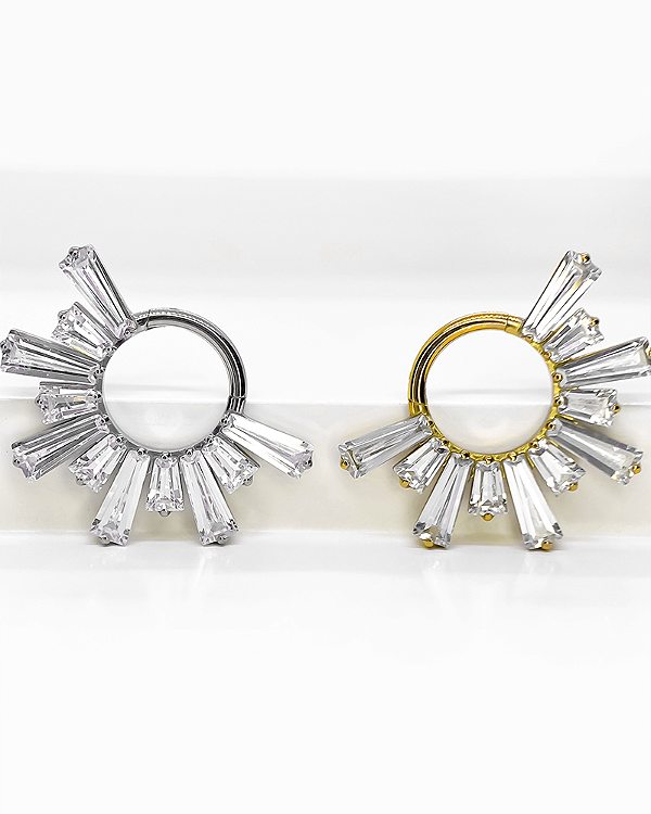 Piercing Argola com Zircônias Raio de Sol - Titânio