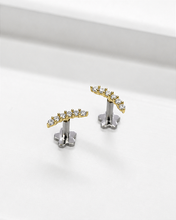 Piercing Labret Classic Moissanite - Ouro 18k