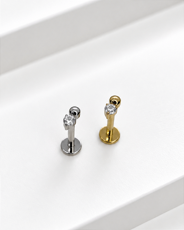 Piercing Labret com Mini Duplo Ball - Titânio