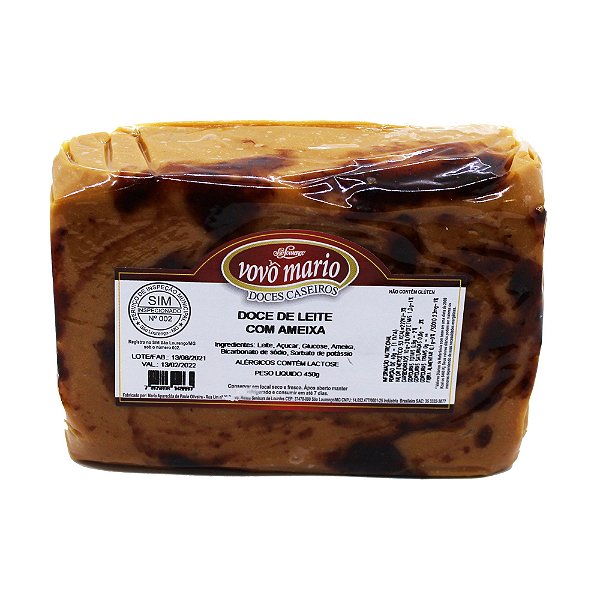 Doce de Leite com Ameixa em Tablete com Açúcar (Tradicional) sem Glúten 450g Doce Vovô Mário
