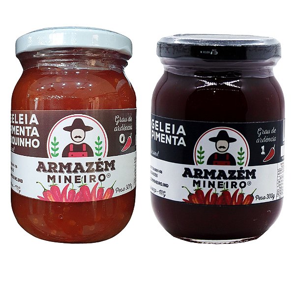 Kit 2 Geleias De Pimenta 300g (1 Dedo de Moça e 1 Biquinho) Armazém Mineiro 100% Artesanal