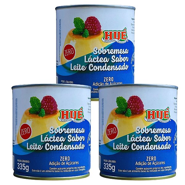 Leite Condensado Diet Hué (Sobremesa Láctea Sabor Leite Condensado Zero) Sem Glúten Lata 335g - KIT 3 LATAS