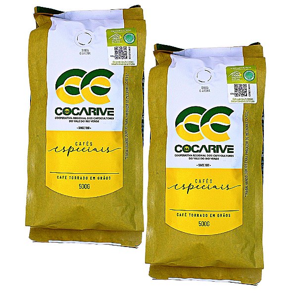 Café Especial Torrado em Grãos Cocarive 500g da Região Mantiqueira de Minas 100% Arábica Sem Glúten Carmo de Minas Kit com 2 unidades