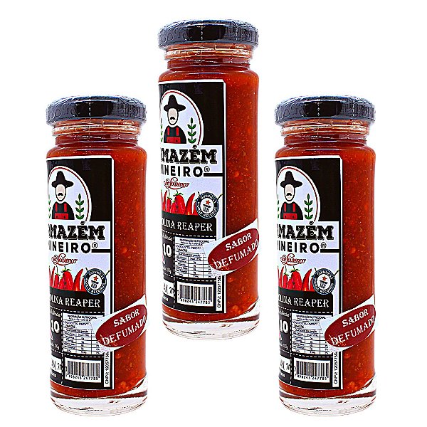 Pimenta Carolina Reaper 100g Sabor Defumado Armazém Mineiro Grau de Ardência 10 100% Artesanal Kit 3 und
