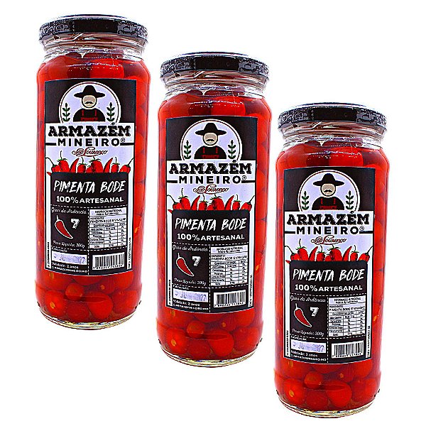 Pimenta Bode Vermelha 300g Armazém Mineiro Grau de Ardência 07 100% Artesanal Kit 03 und