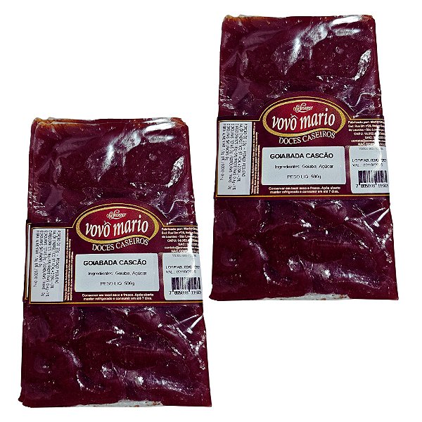 Goiabada Cascão 500g Vovô Mário em Tablete - Produto com Açúcar Kit 2 unidades