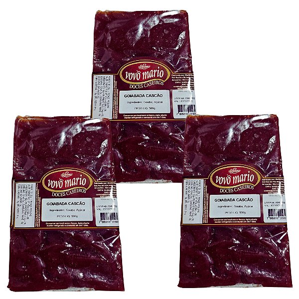Goiabada Cascão 500g Vovô Mário em Tablete - Produto com Açúcar Kit 3 unidades