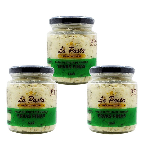 Pasta De Truta Defumada com Ervas Finas Pote 240ml La Pasta Kit com 3 unidades