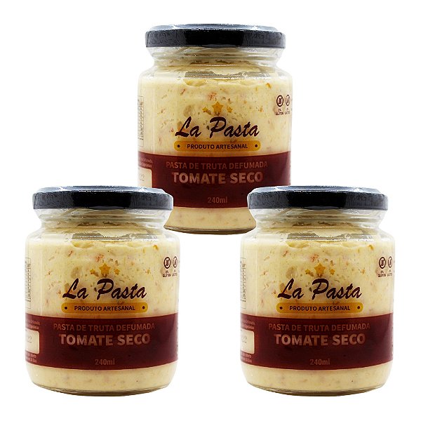 Pasta De Truta Defumada com Tomate Seco Pote 240ml La Pasta kit com 3 unidades