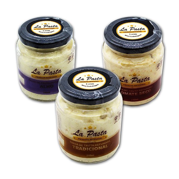 Kit Misto Pasta De Truta Defumada Pote 240ml - La Pasta (Alho, Tradicional e Tomate Seco)