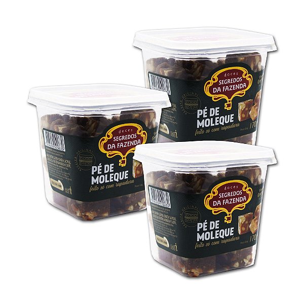 Pé De Moleque Feito Só Com Rapadura 170g com Açúcar Segredos Da Fazenda Kit com 3 unidades
