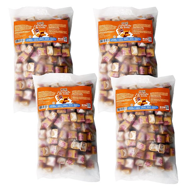Caramelo de Leite Diet Hué (Sem Adição de Açúcares) Sem Glúten Pacote 1KG​ Kit 4 unidades