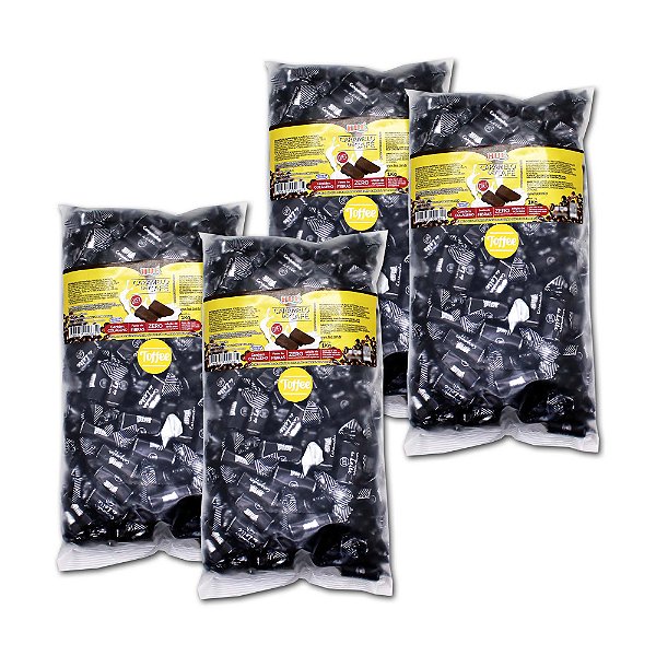 Bala Toffee Caramelo de Café Diet Hué (Sem Adição de Açúcares) Sem Glúten Pacote 1KG Kit com 4 unidades
