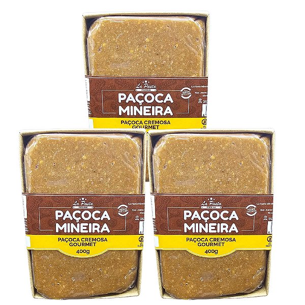 Paçoca Cremoso Gourmet Tablete 400g La Pasta Kit com 3 unidades