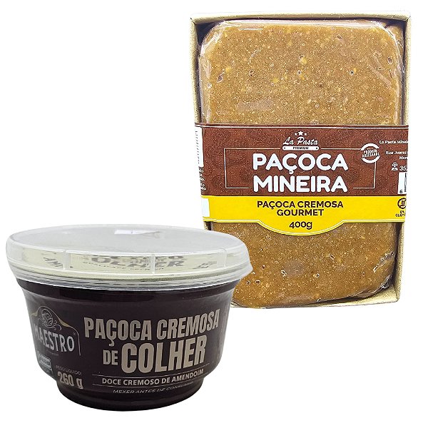 Paçoca Cremosa Gourmet em Tablete 400g La Pasta e pote 260g Maestro