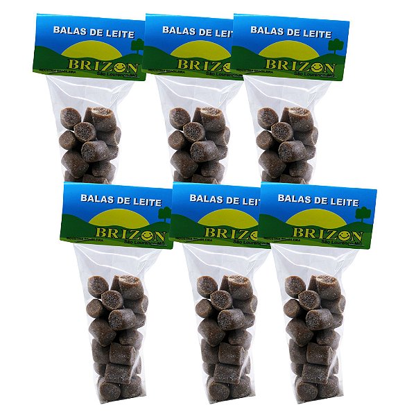 Bala de Leite com Açúcar 100g sem Glúten Brizon Kit com 6 unidades