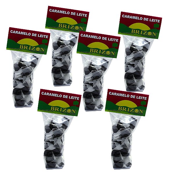 Bala de Caramelo de Leite com Açúcar 100g sem Glúten Brizon Kit com 6 unidades