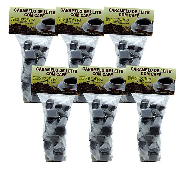 Caramelo de Leite com Café com Açúcar 100g sem Glúten Balas Brizon Kit com 6 unidades