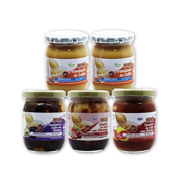 Kit Diet Hué Doce de Leite Diet Sabores e Fondant de Leite sem Glúten com 5 Potes 220g