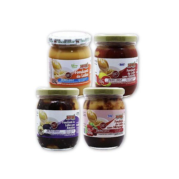 Kit Diet Hué Doce de Leite Diet Sabores e Fondant de Leite sem Glúten com 4 Potes 220g