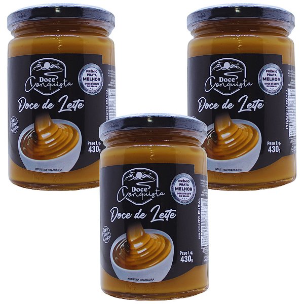 Doce de Leite Tradicional com Açúcar Sem Adição de Amido 430g  Doce Conquista Kit com 3 unidades