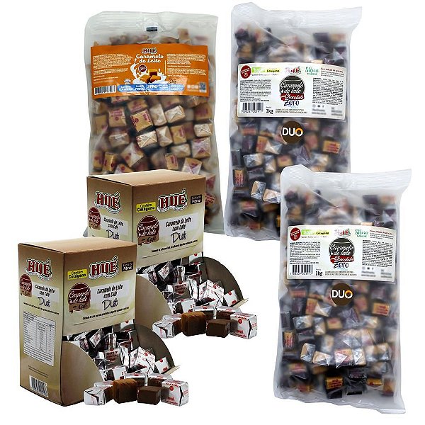 KIT CARAMELO HUÉ - 2 KG CHOCOLATE 2 DISPLAY CAFÉ E 1 KG PURO