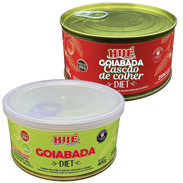 KIT GOIABADA DIET HUÉ 400G DE CORTE E DE COLHER VEGANA SEM GLÚTEN BAIXO EM SÓDIO
