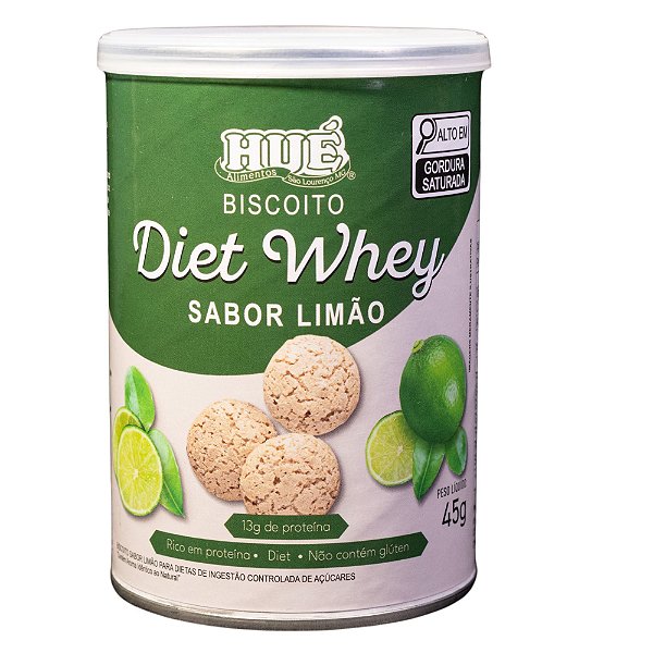 Biscoito Diet Whey 45g Hué Sabor Limão com 13g de Proteína sem Glúten Zero Açúcar