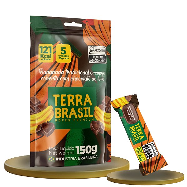 Bananinha Cremosa Coberta com Chocolate Tradicional Terra Brasil 150g (pouch 5 Unidades de 30g)