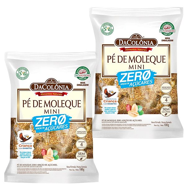 Pé De Moleque Zero 100g Adoçado Naturalmente Zero Açúcares Da Colônia Kit 2 unidades