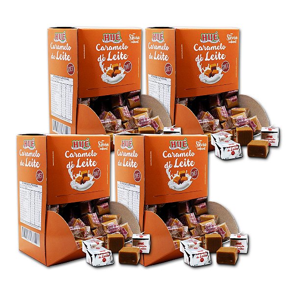 Bala de Caramelo de Leite Diet Hué (Sem Adição de Açúcares) Sem Glúten Display 700g Kit 4 unidades