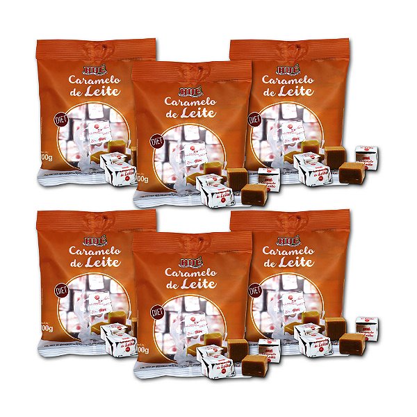 Bala de Caramelo de Leite Diet Hué (Sem Adição de Açúcares) Sem Glúten Pacote 100g Kit 6 unidades