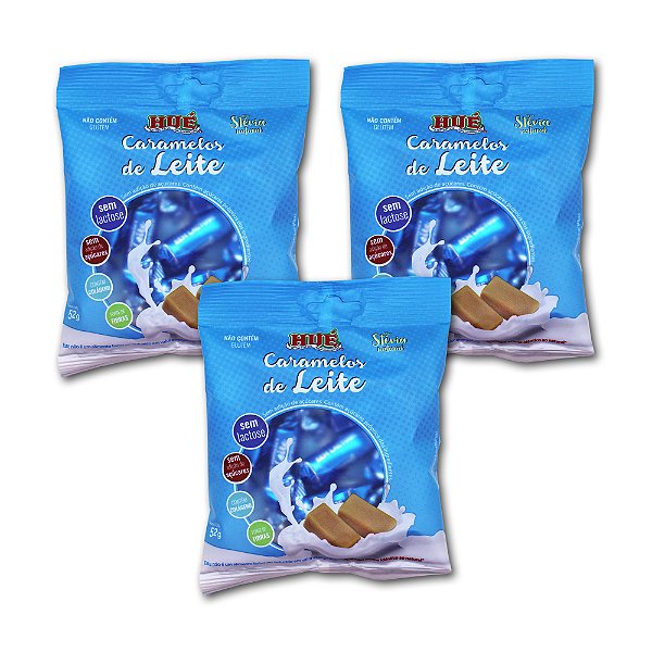 Bala De Caramelo De Leite Hué Sem Lactose 52g Kit 3 unidades