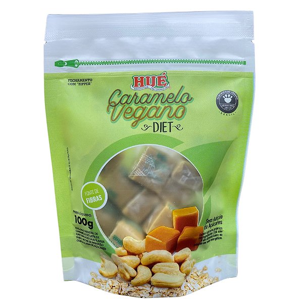 Bala de Caramelo Vegano Diet Hué 100g Bala Mastigável