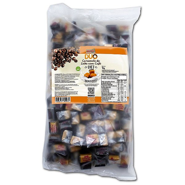 Bala Duo Caramelo de Leite Diet com Café Hué (Sem Adição de Açúcares) Sem Glúten Pacote 1KG