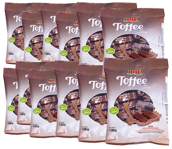 Bala Toffee Caramelo de Chocolate Zero Hué (Sem Adição de Açúcares) Sem Glúten Pacote 100g Diet 12 unidades