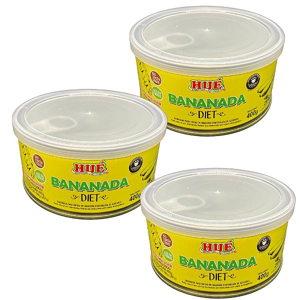 Bananada Diet 400g Vegana Não contém Sódio Alto em Fibras Sem Glúten Kit 3 unidades