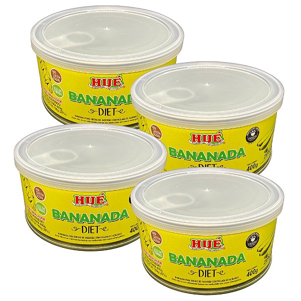 Bananada Diet 400g Vegana Não contém Sódio Alto em Fibras Sem Glúten Kit 4 unidades