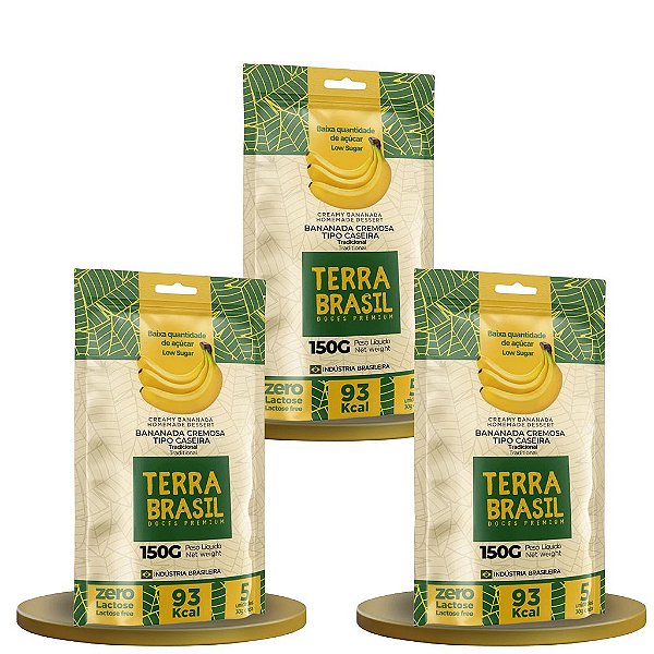 Bananinha Cremosa Tipo Caseira Tradicional Terra Brasil Doces Premium Kit 3 Unidades (pouch 5 Unidades de 30g)