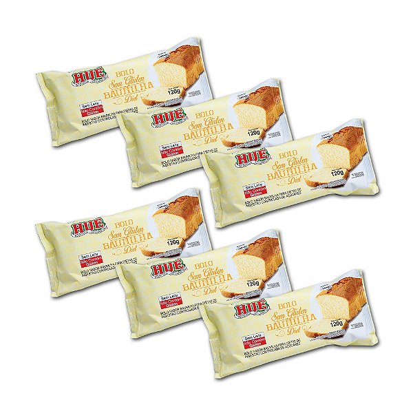Bolo de Baunilha Zero Hué (Sem Adição de Açúcares) Sem Glúten Sem Lactose 120g Kit 6 unidades
