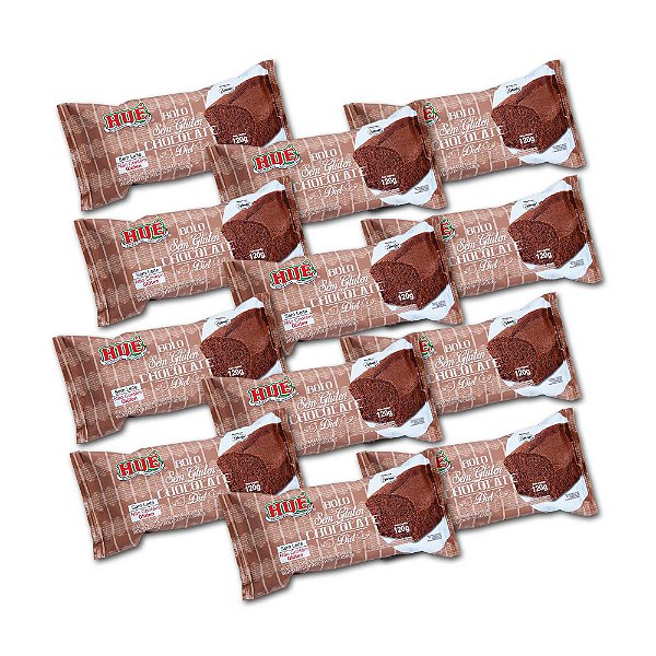 Bolo de Chocolate Zero Hué (Sem Adição de Açúcares) Sem Glúten Sem Lactose 120g - Kit 12 unidades