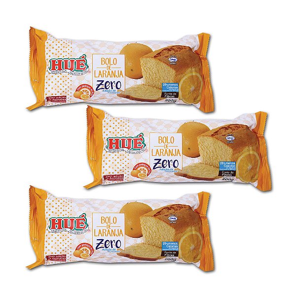 Bolo de Laranja Hué Zero(Sem Adição de Açúcares) 200g - Kit 3 unidades