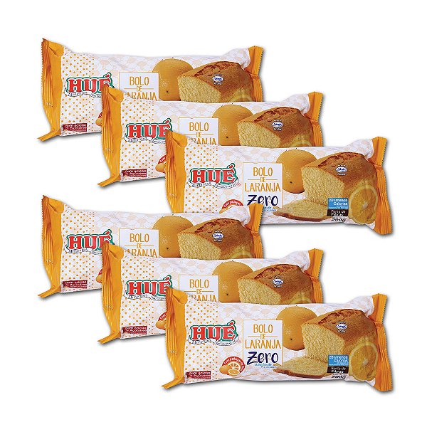 Bolo de Laranja Hué Zero(Sem Adição de Açúcares) 200g - Kit 6 unidades