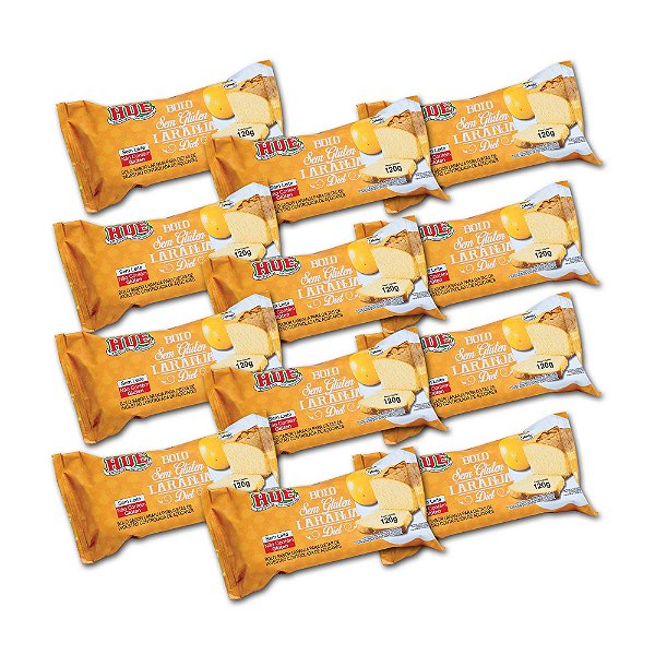 Bolo de Laranja Zero Hué (Sem Adição de Açúcares) Sem Glúten Sem Lactose 120g Kit 12 unidades