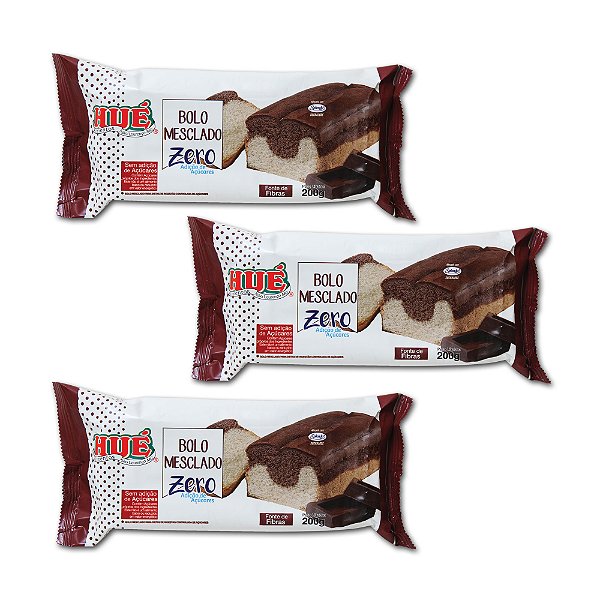 Bolo Mesclado Hué Zero(Sem Adição de Açúcares) 200g - Kit 3 unidades