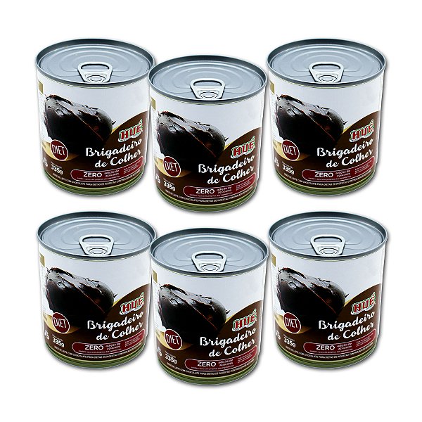 Brigadeiro de Colher Diet Hué (Sem Adição de Açúcares) Sem Glúten Lata 335g - Kit 6 unidades